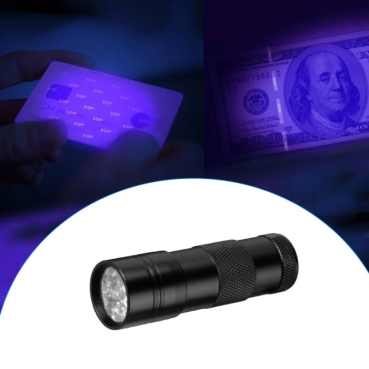 UV Ultra Violet 12 LED Flashlight Blacklight Light 395 nM Inspection Lamp Torch