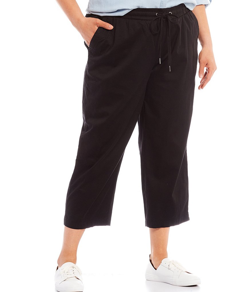 Intro Plus Size Relaxed Leg Drawstring Cropped Pants