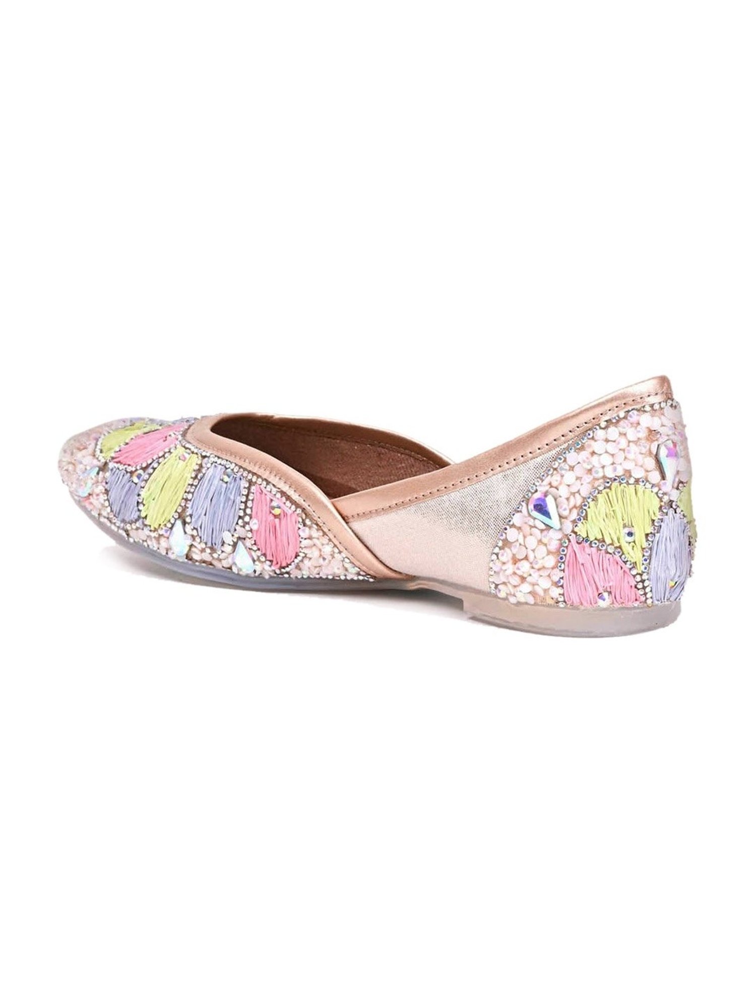 Jove Women's Rose Gold Ethnic Juttis