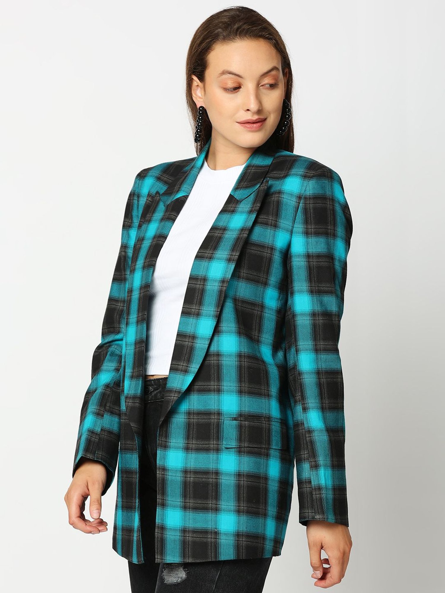 Remanika Green Pure Cotton Chequered Jacket