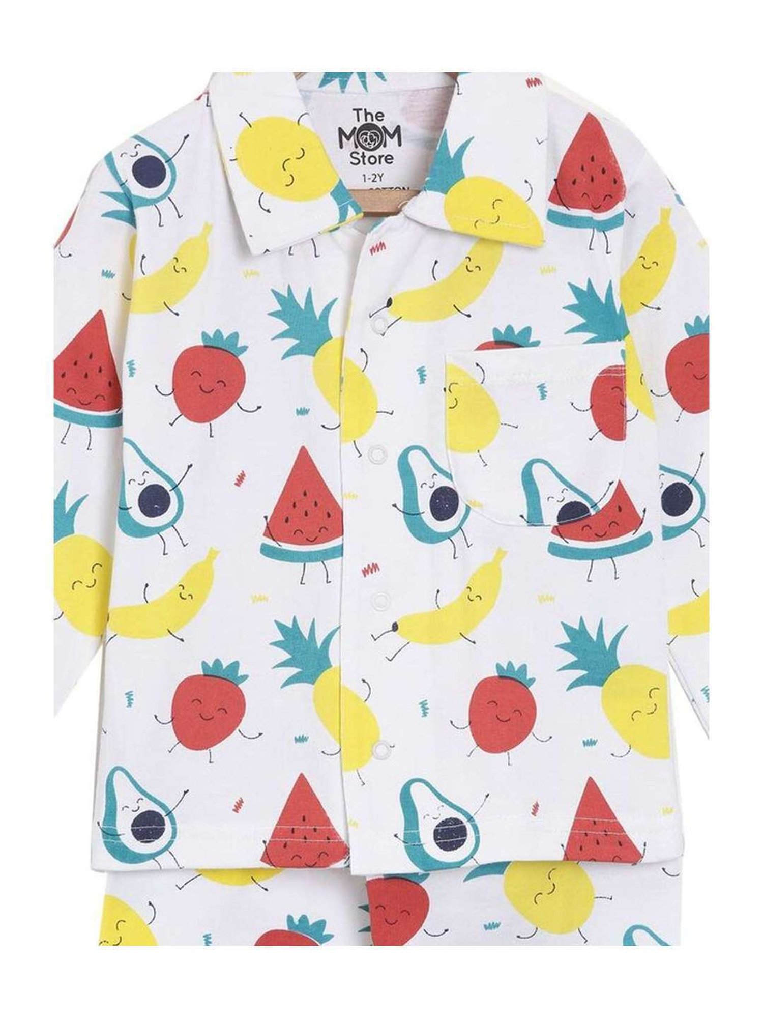 The Mom Store Boys Multicolor Cotton Printed Full Sleeves Shirt Set