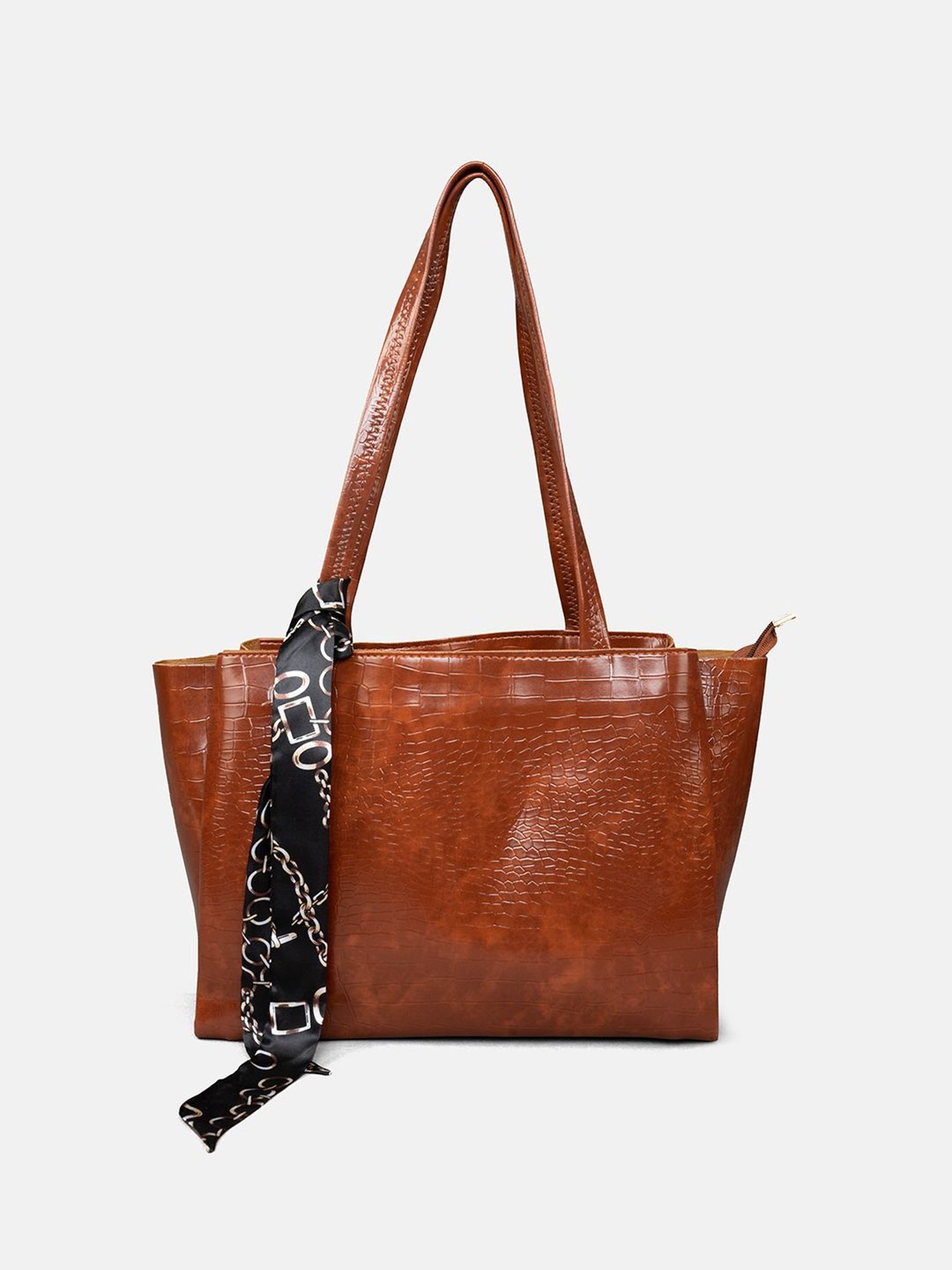 Gaurapakhi Brown Textured Large Tote Bag
