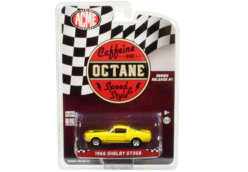 1966 Ford Mustang Shelby GT350 Yellow "Caffeine & Octane" (2017) TV Show Release #1 1/64 Diecast by Greenlight for ACME