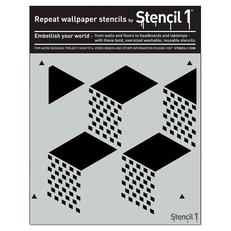 Stencil1 Geometric 3D Repeating - Wall Stencil 11" x 11"