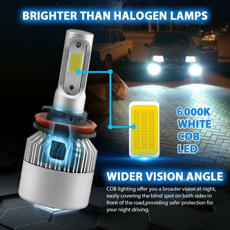 2x H11 H9 H8 400000LM 2200W 6500K COB LED Headlight Hi/Low Beam Fog Light Bulbs