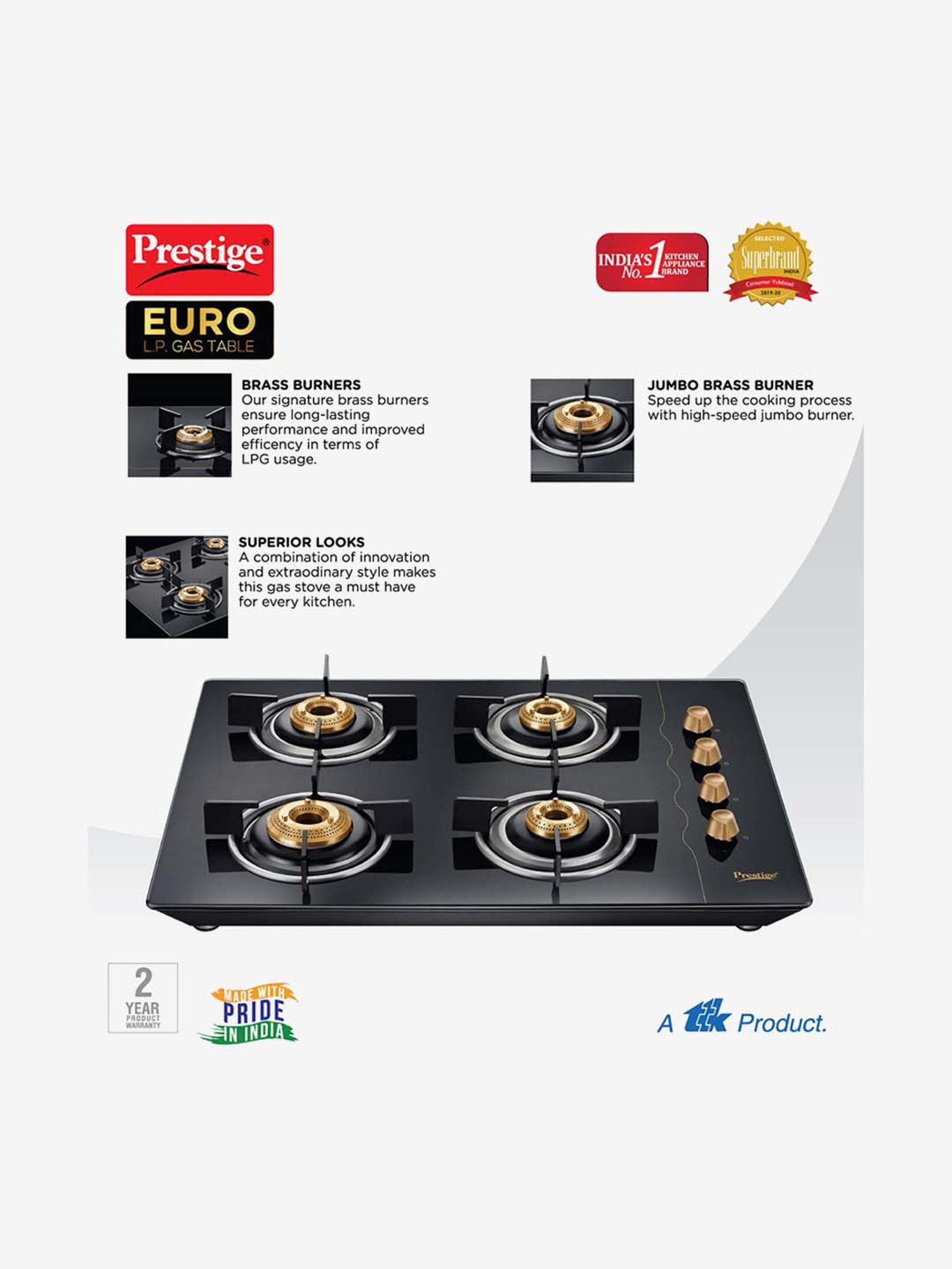 Prestige PIC 16.0 Plus 1900W Induction Cooktop (Black)