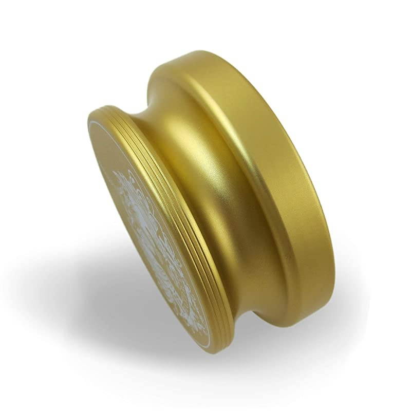 Rock & Roll Series 380 Record Weight Turntable Stabilizer (380 g) - Anodized Aluminum - Laser Engraved Surface - R&R Guitar - Color: (Aztec Gold)