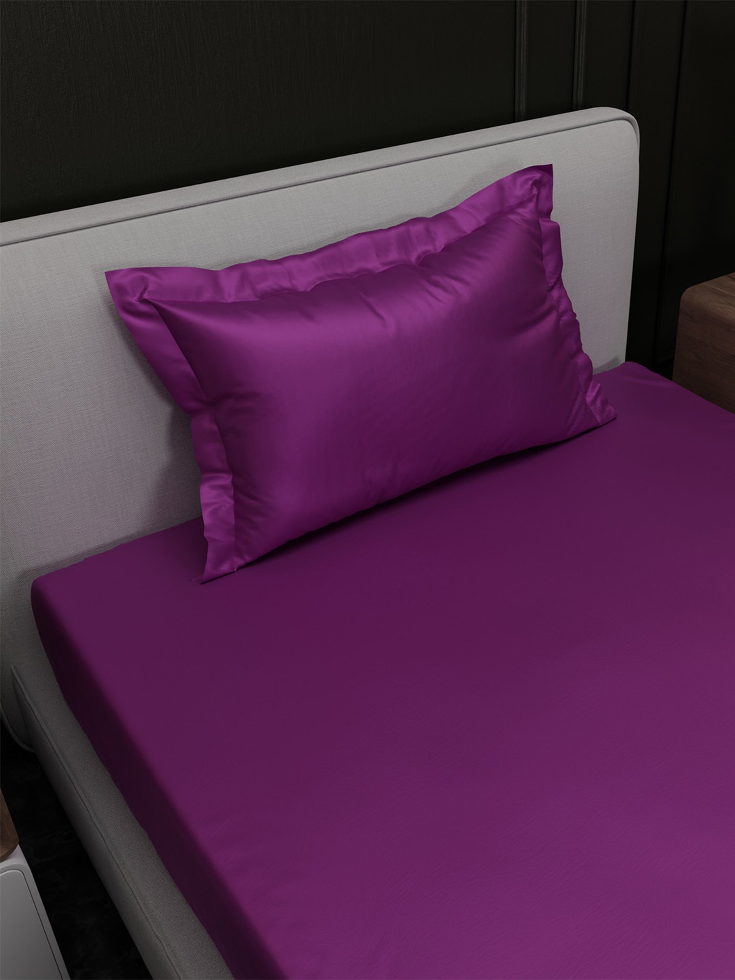 Stoa Paris Purple 300 TC Polyester Single Fitted Sheet with 1 Pillow Cover