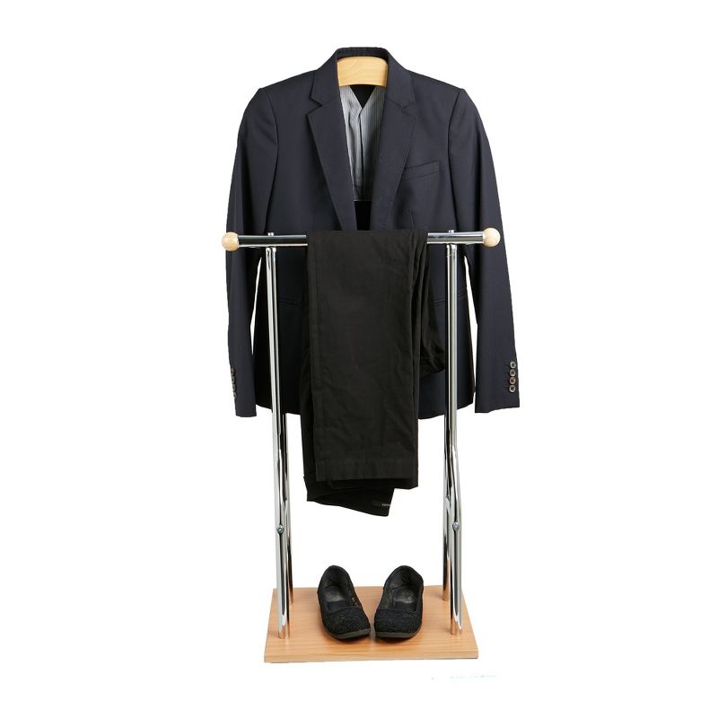 Mind Reader Valet Stand Suit Clothes Rack Organizer, Silver