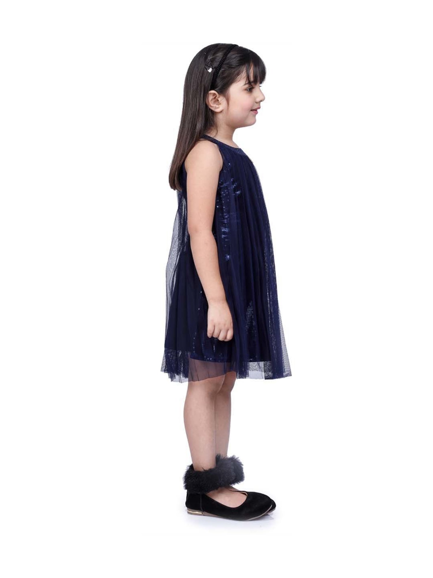 Peppermint Kids Navy Sequence Dress