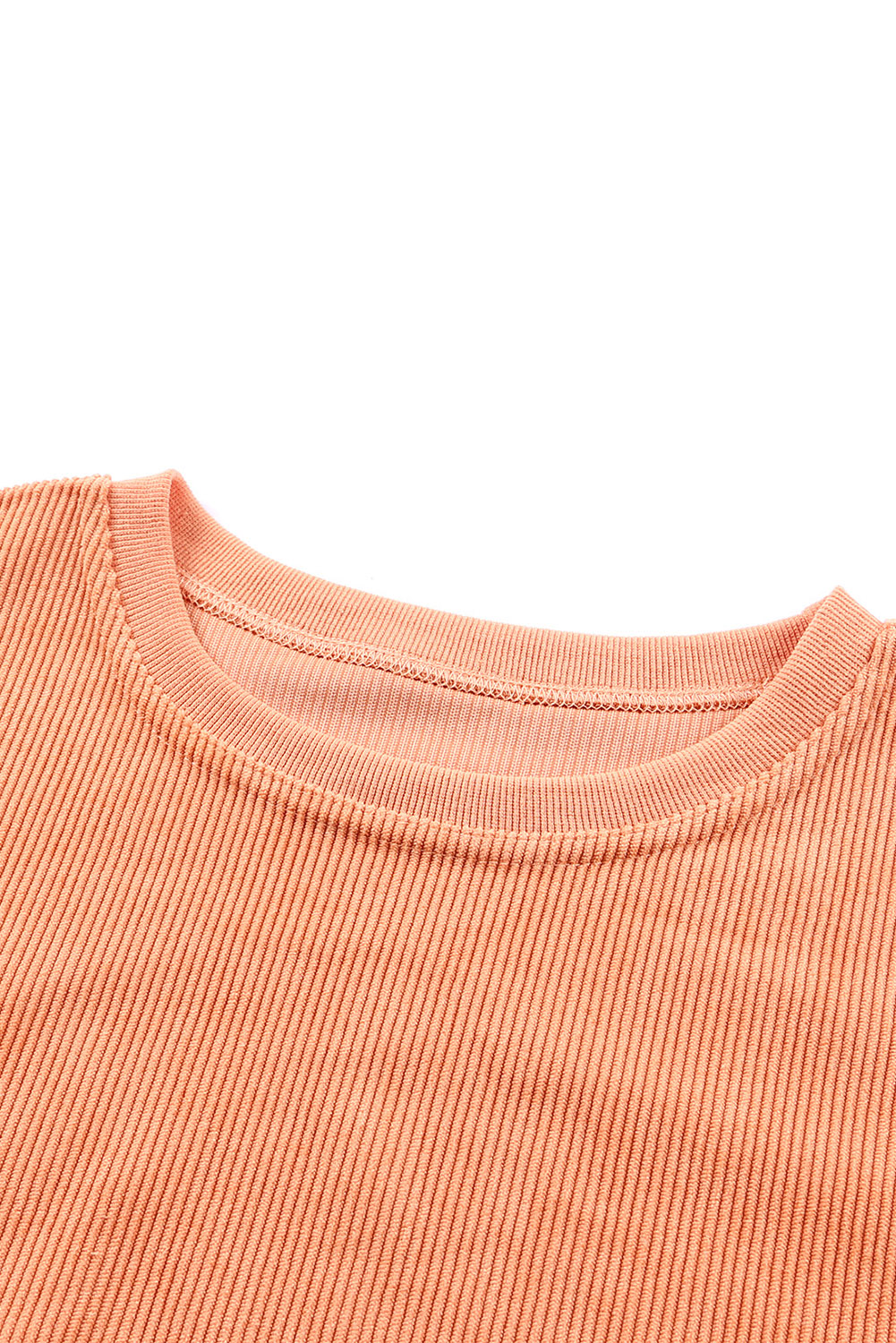 Orange Plain Drop Sleeve Crinkle Rib Oversized Sweatshirt