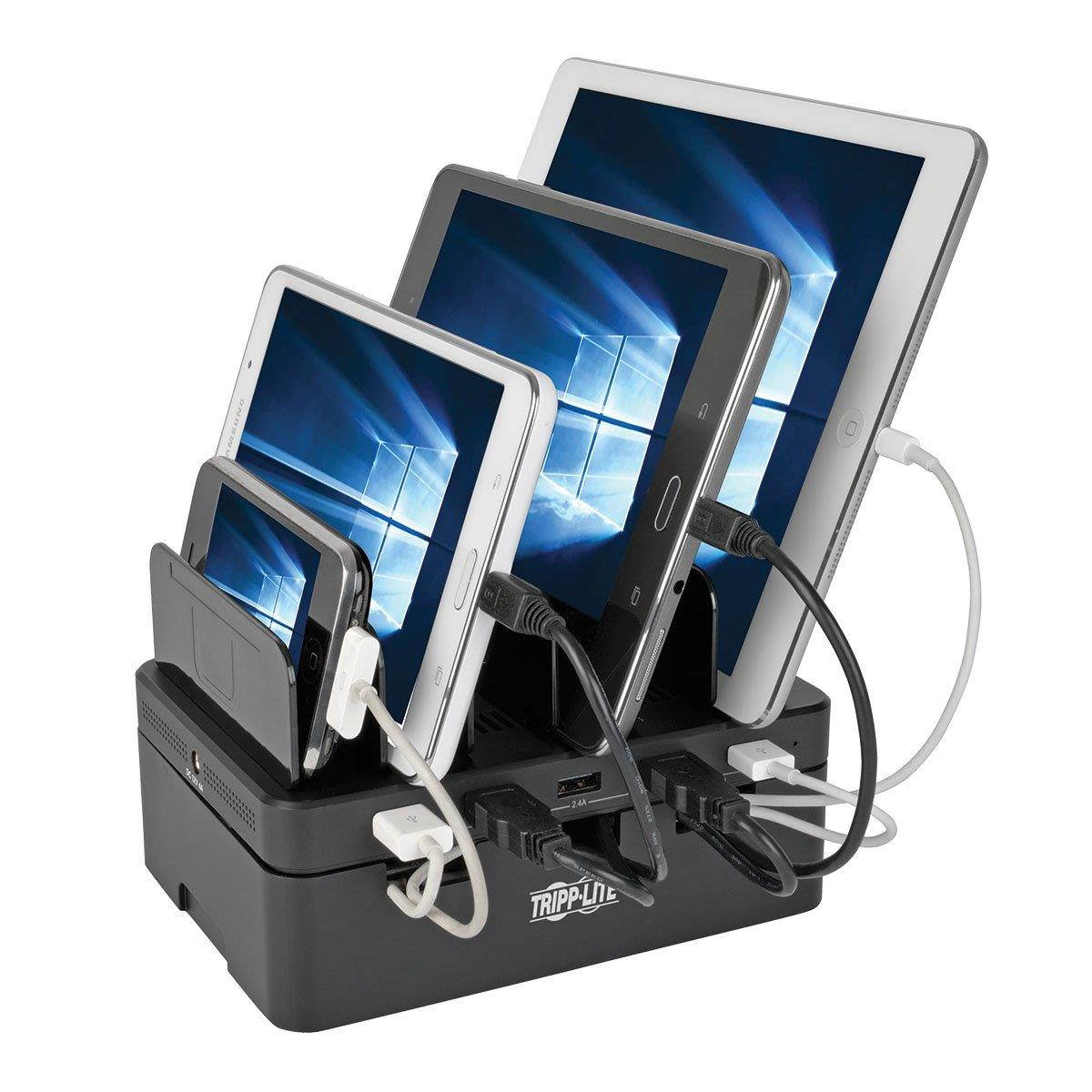 Tripp Lite 5-Port USB Fast Charging Station Hub & Device Storage Organizer 12V 4A 48W Output for Tablets, Smartphones, iPad (U280-005-ST)