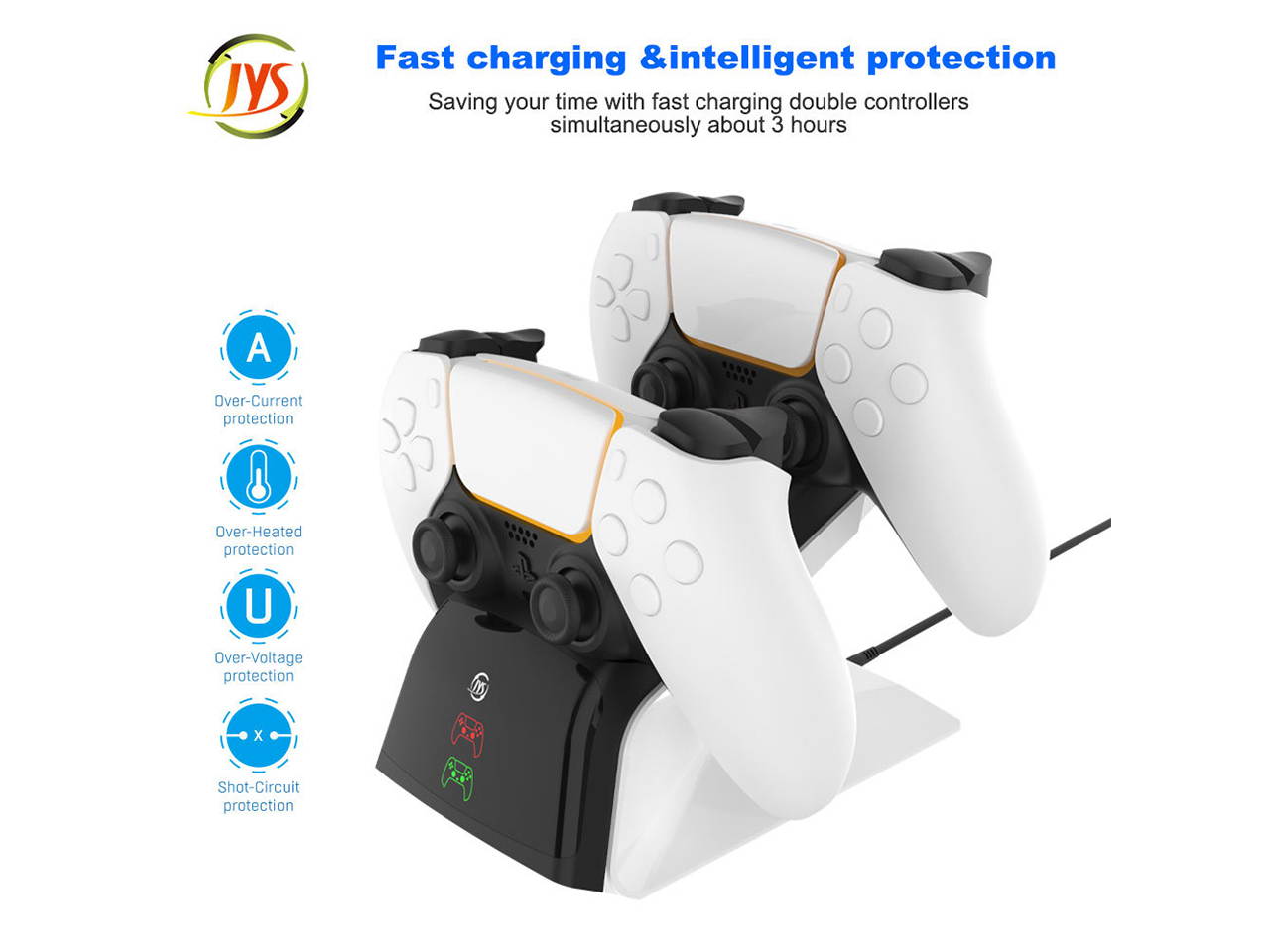 Brightup Dual Charger for PS5 Controller,Wechip Fast Charging Station Charger Dock with LED Indicator Safety Chip Protection Portable Gaming Charging Station Stand, Black