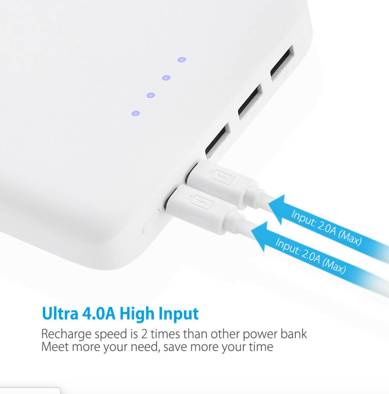 Poweradd 30000mAh Power Bank External Smart Battery Charger for iPhone Samsung