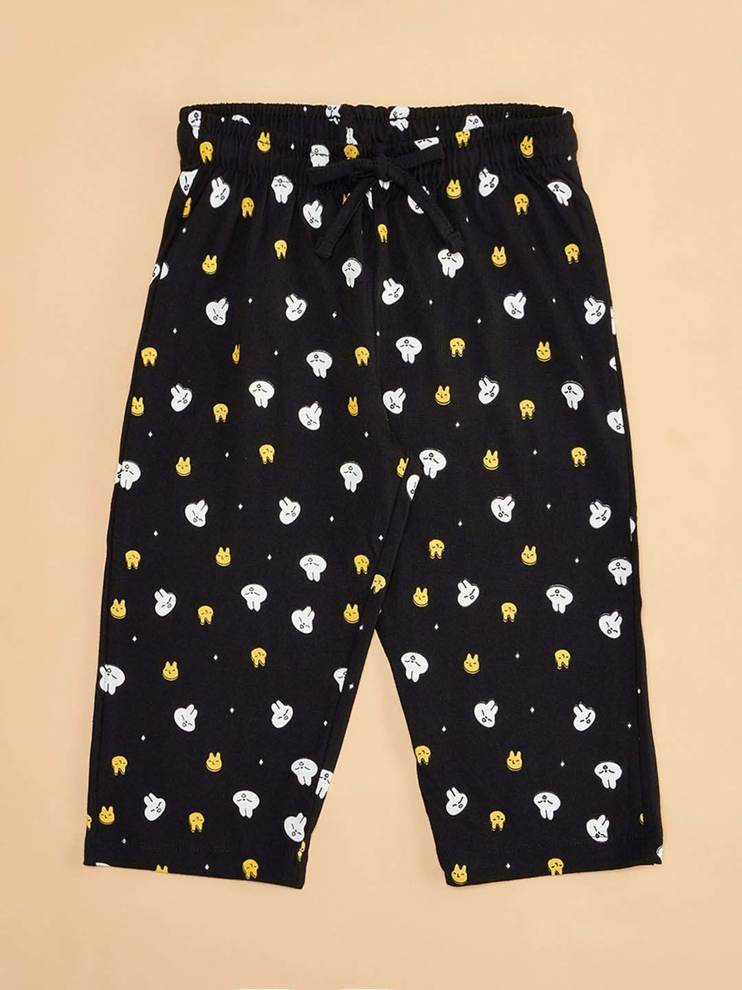 YU by Pantaloons Girls Lilac & Black Cotton Printed Pajamas (Pack of 2)