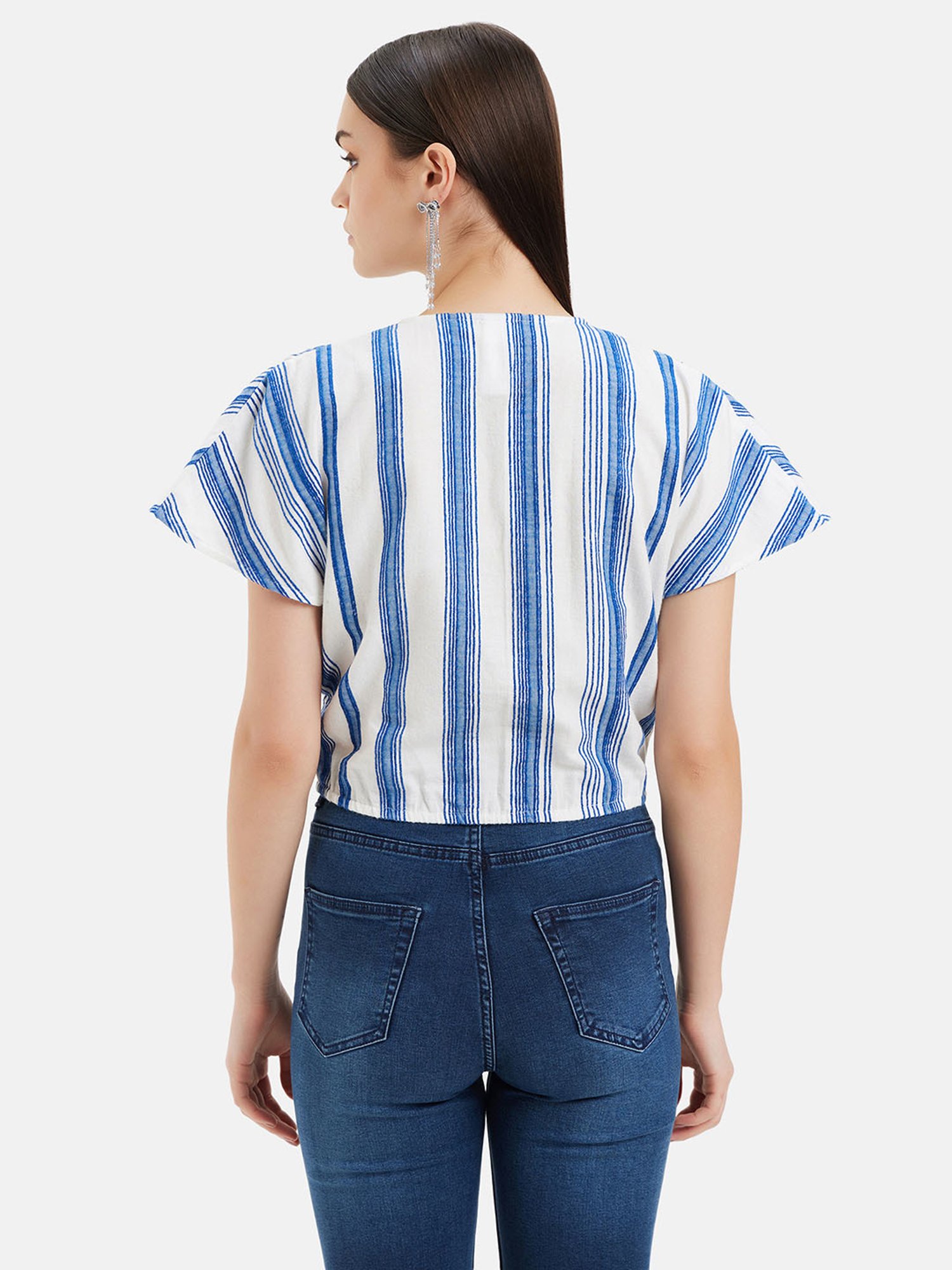 Kazo Blue & White Striped Top