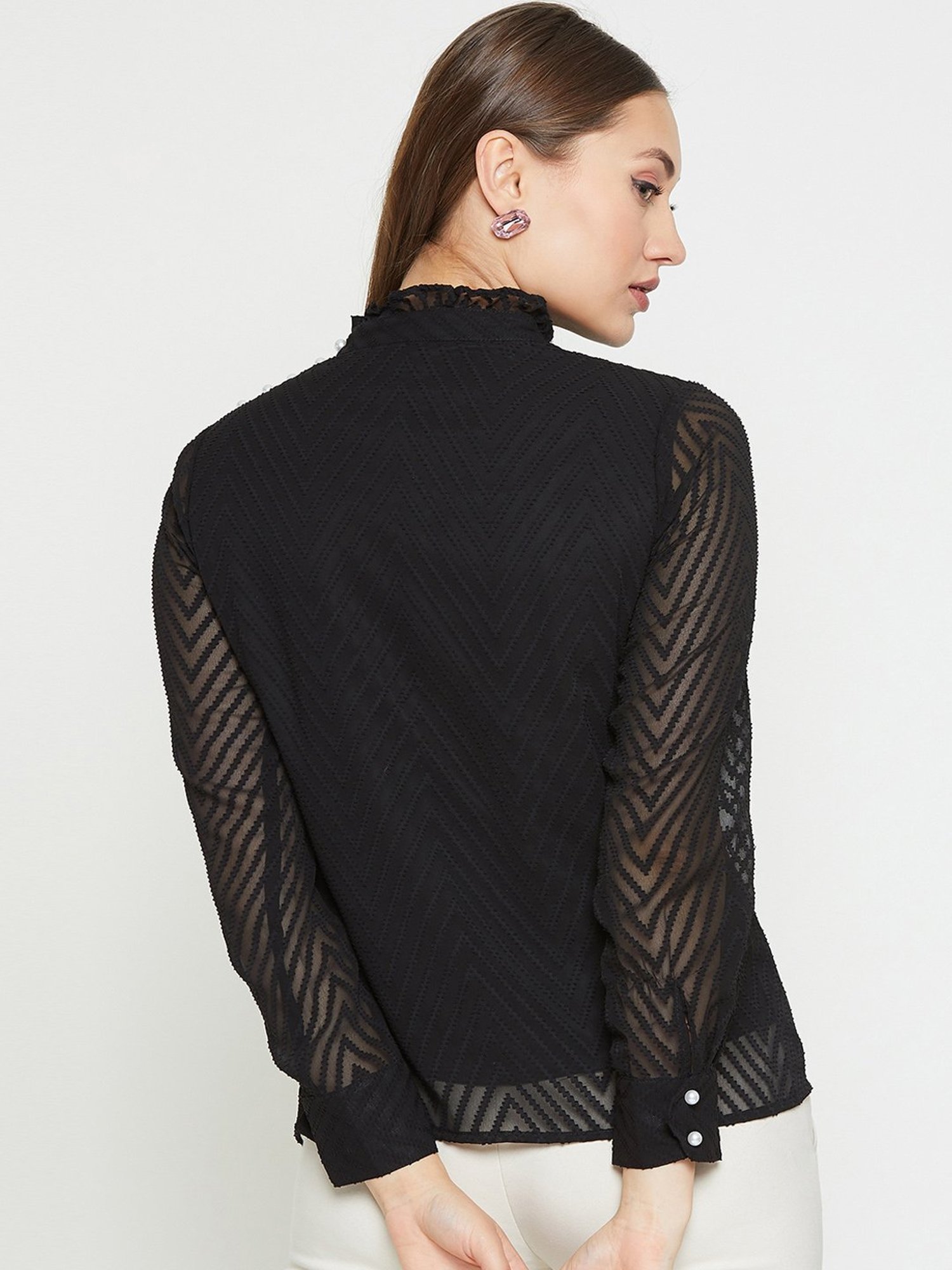 Rare Black Self Design Top