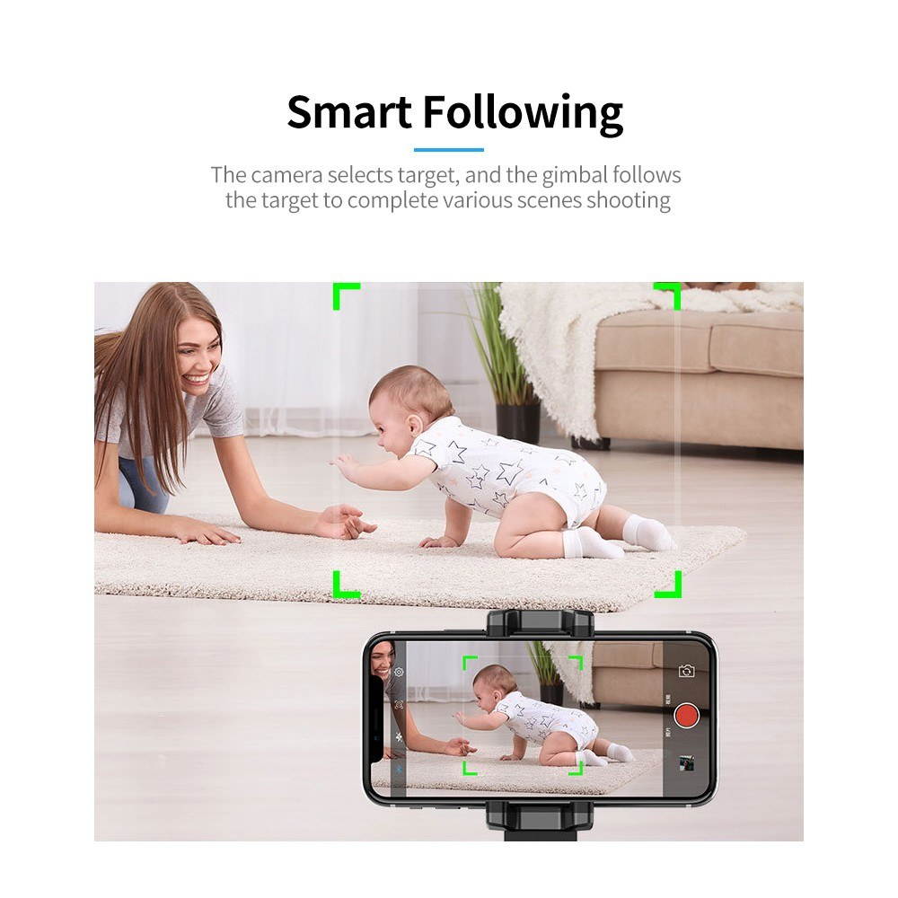 360&deg; Object Tracking Holder Portable Smart Shooting Gimbal 360&deg; Rotation Face Object Auto Tracking Phone Holder Black