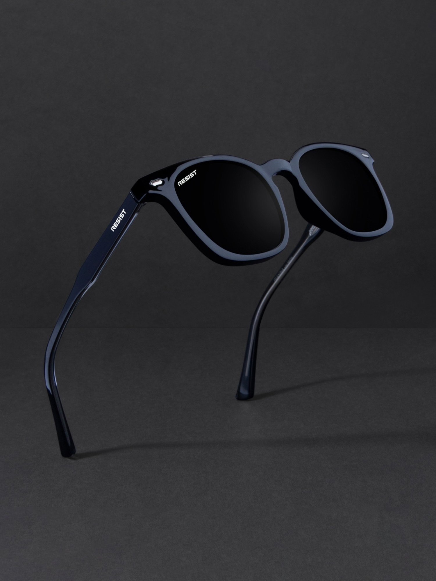 Resist Eyewear Black Wayfarer uv protected Unisex Sunglasses