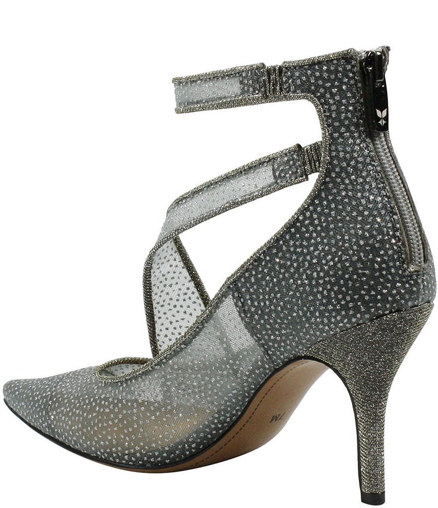 J. Renee Charmion Dotted Mesh Ankle Strap Pumps