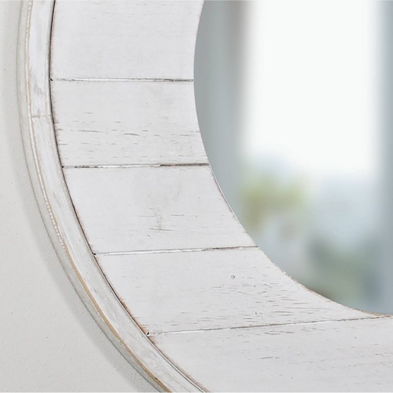 27" x 0.5" x 27" Ellison Farmhouse Shiplap Mirror Aged White - FirsTime & Co.