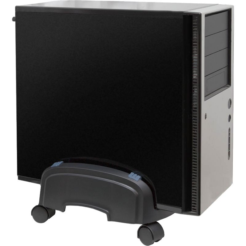 SYBA Multimedia Plastic Stand for ATX Case with Adjustable Width with Caster wheels - 10" Width - Plastic - Black