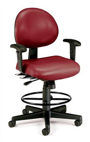 OFM 24 Hour Ergonomic Task Chair with Arms and Drafting Kit, Anti-Microbial/Anti-Bacterial Vinyl, in Black (241-VAM-AA-66)