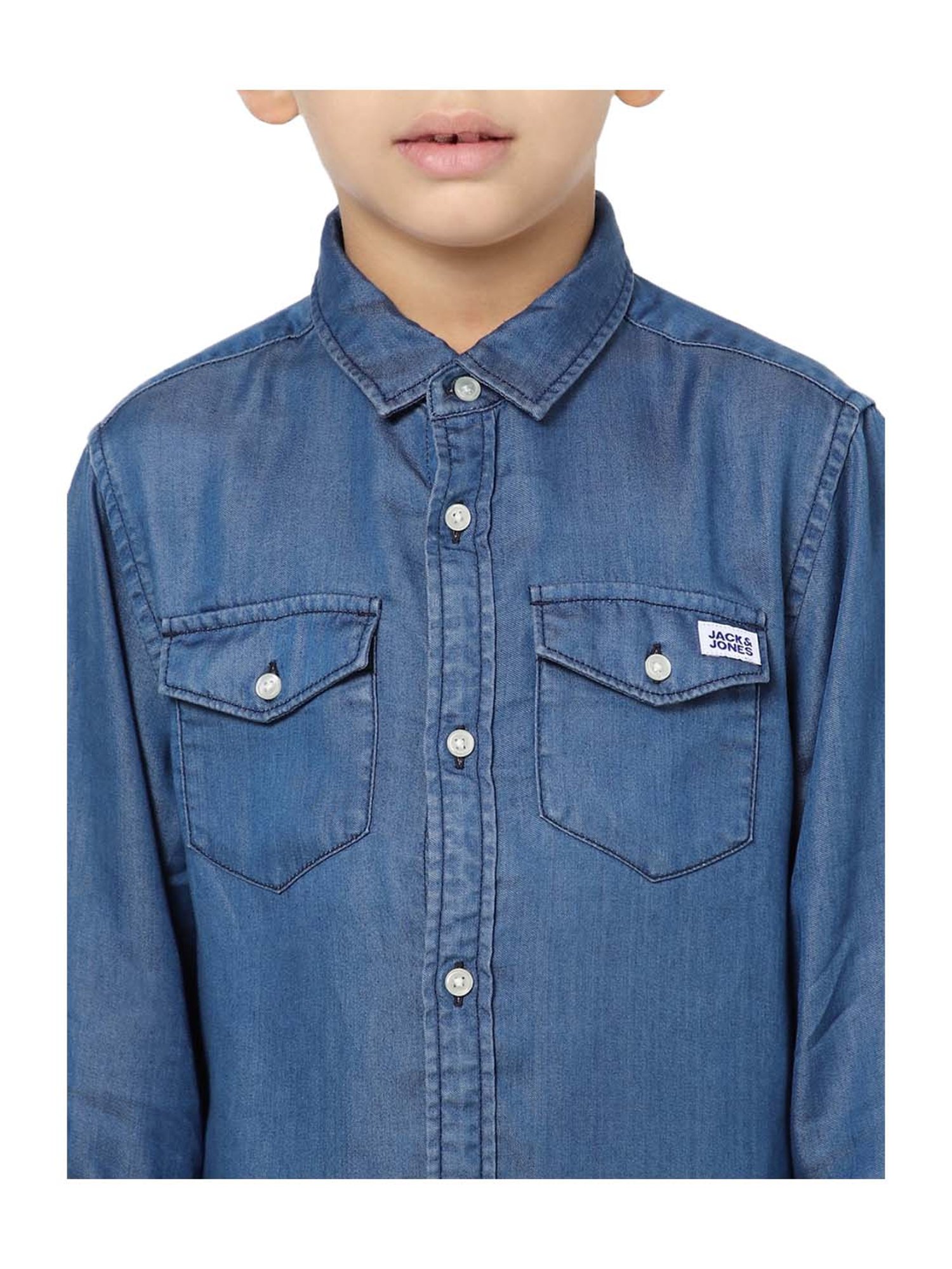 Jack & Jones Junior Blue Cotton Shirt