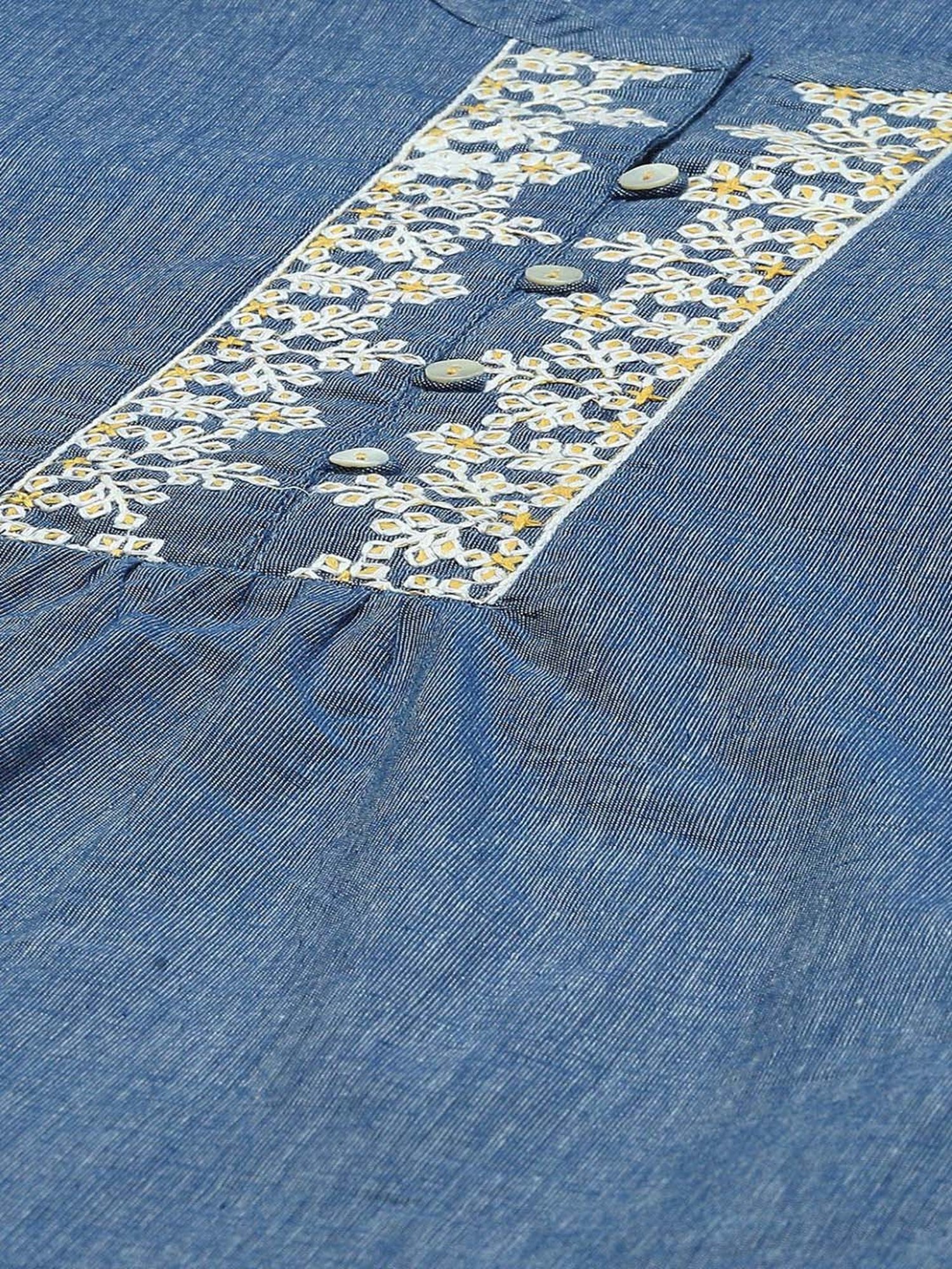 Rangriti Blue Embroidered Top