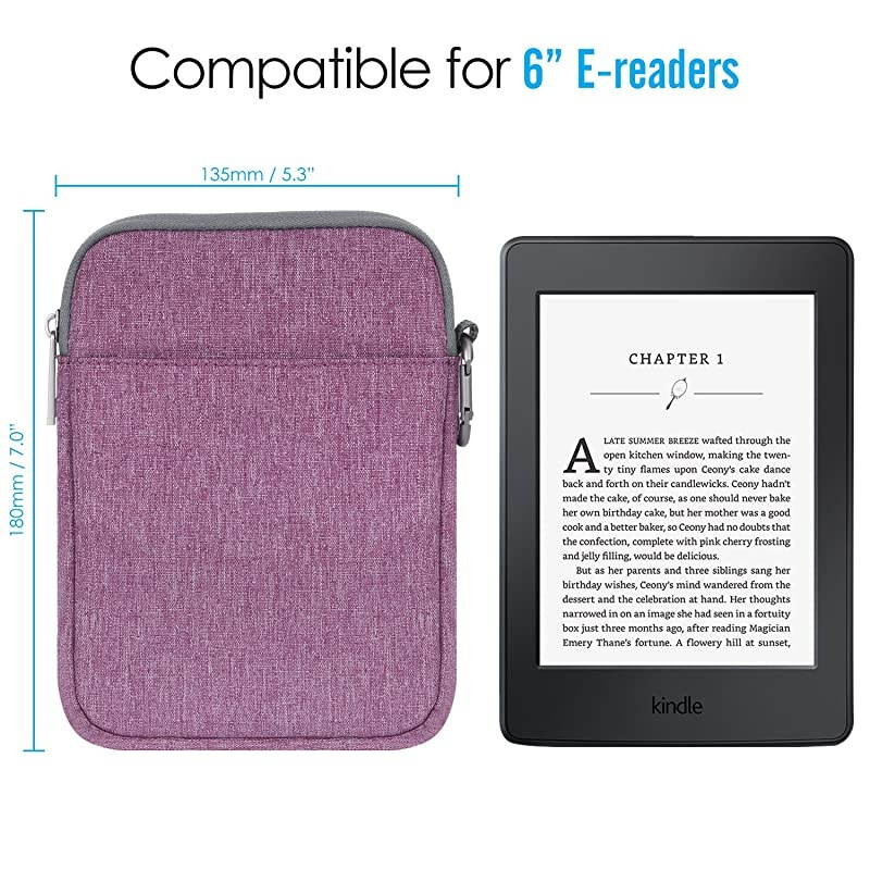 6 Inch Kindle Sleeve Case Fits for AllNew Kindle 10th Generation 2019Kindle Paperwhite 2018 Nylon Cover Pouch Bag for Kindle VoyageKindle 8th Gen 2016Kindle Oasis 6quot EReader Purple