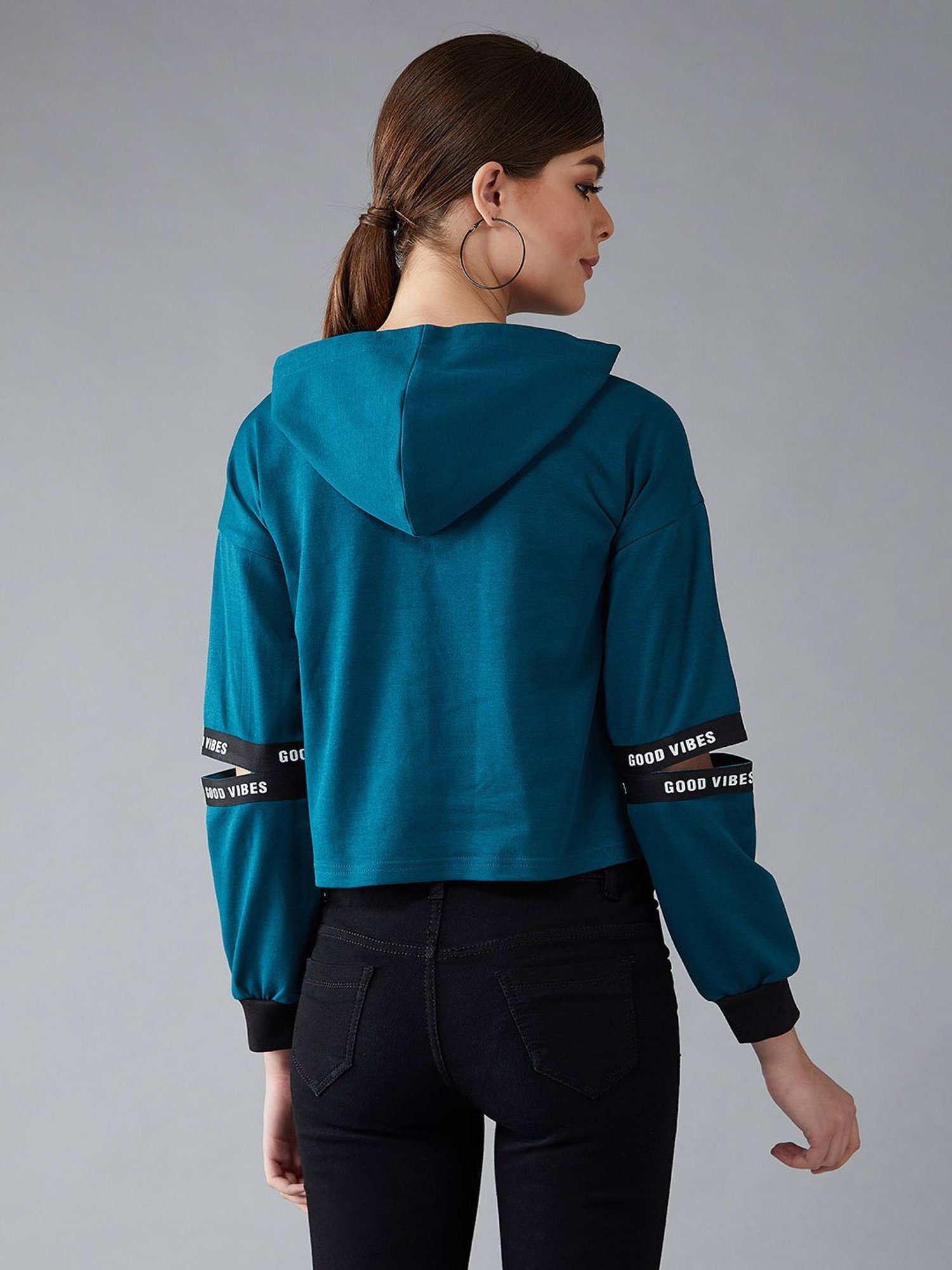 DOLCE CRUDO Turquoise Cotton Sweatshirt
