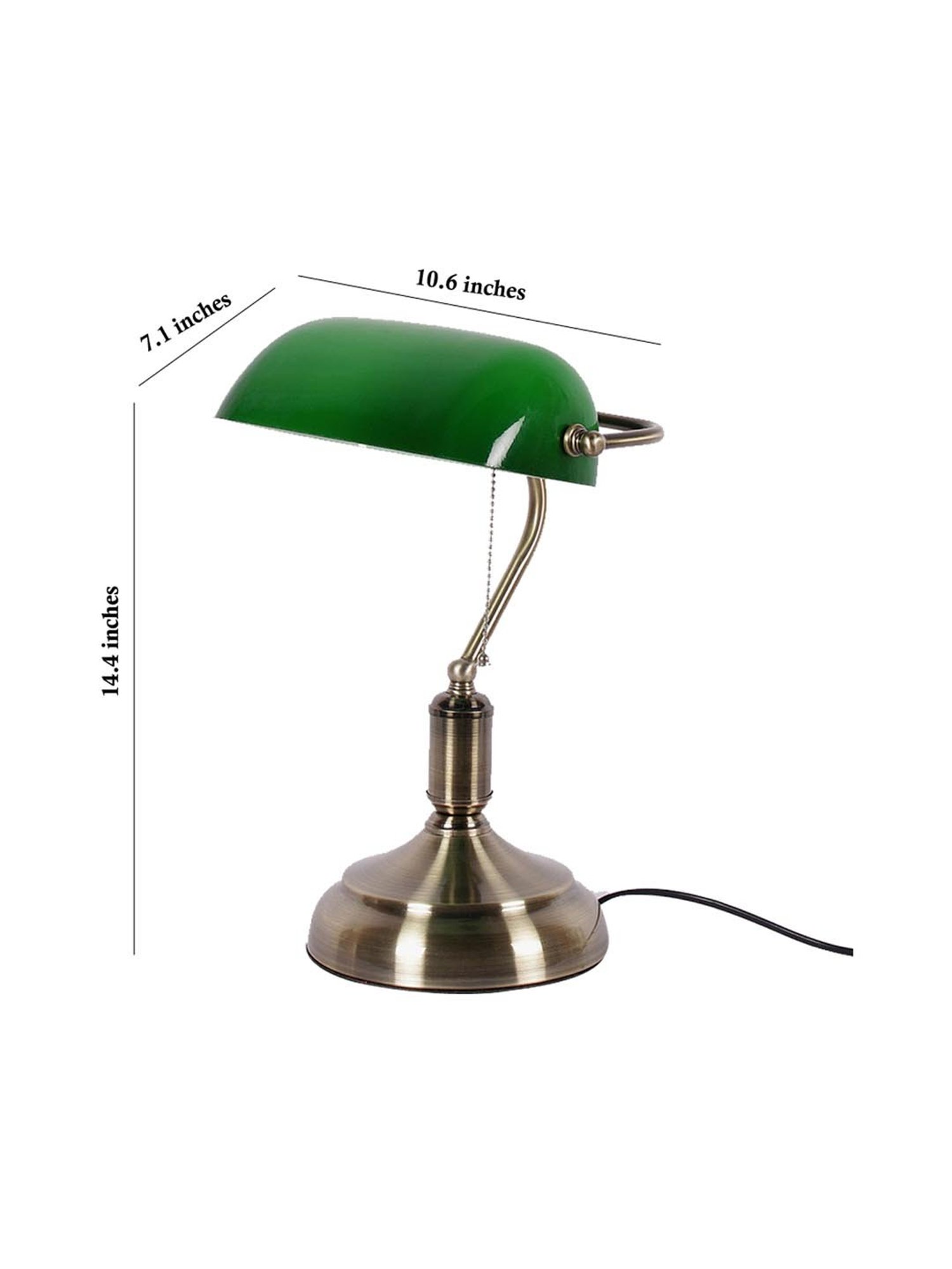 Kapoor E Illuminations Green & Brown Metal Study Table Lamp - Set of 1