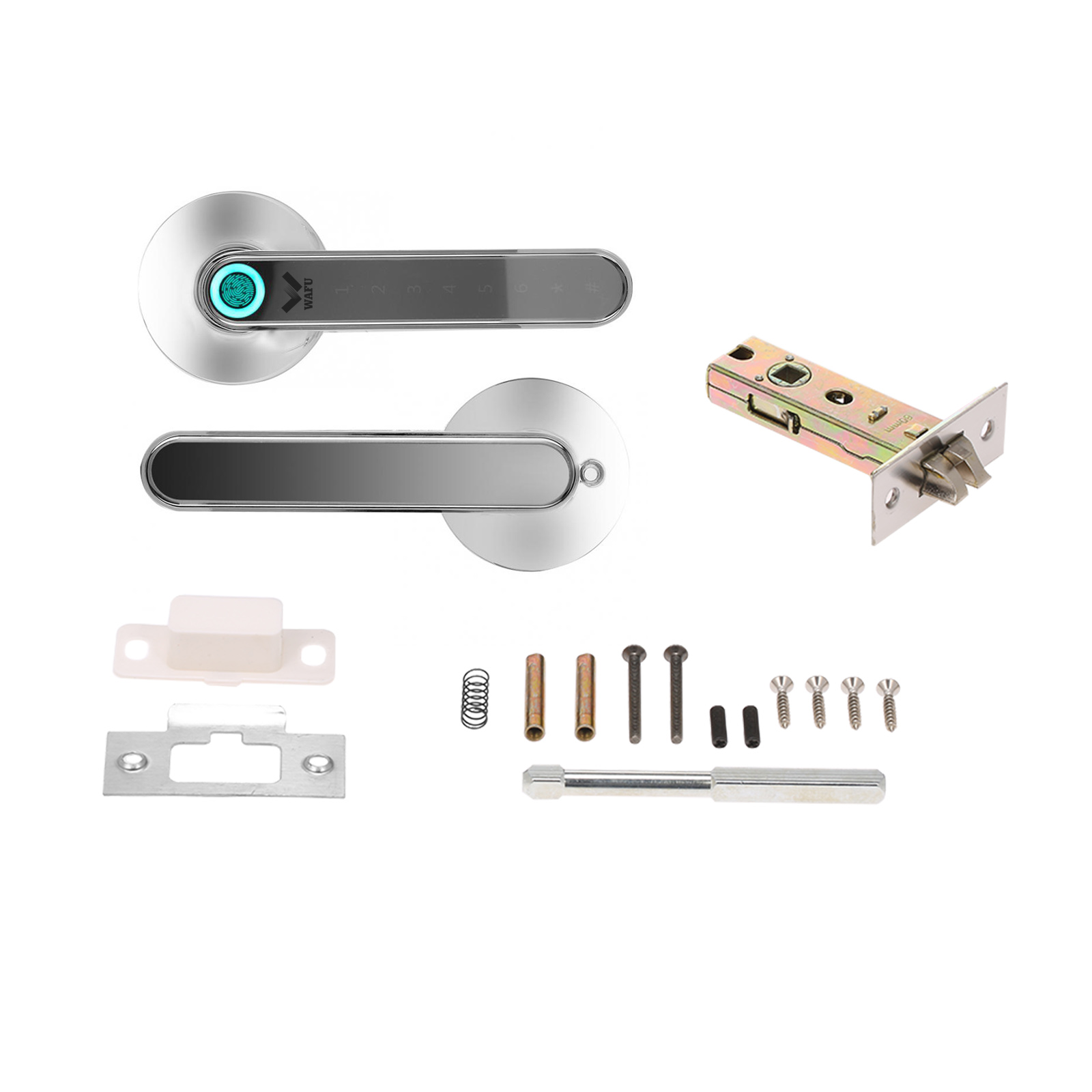 WAFU BT Enabled Fingerprint & Touchscreen Smart Lock Automatic Sensor Keyless Entry Secure Finger ID Works with iOS & Android APP Control Rechargeable Cordless Security Lock Zinc Alloy Lever Door Lock