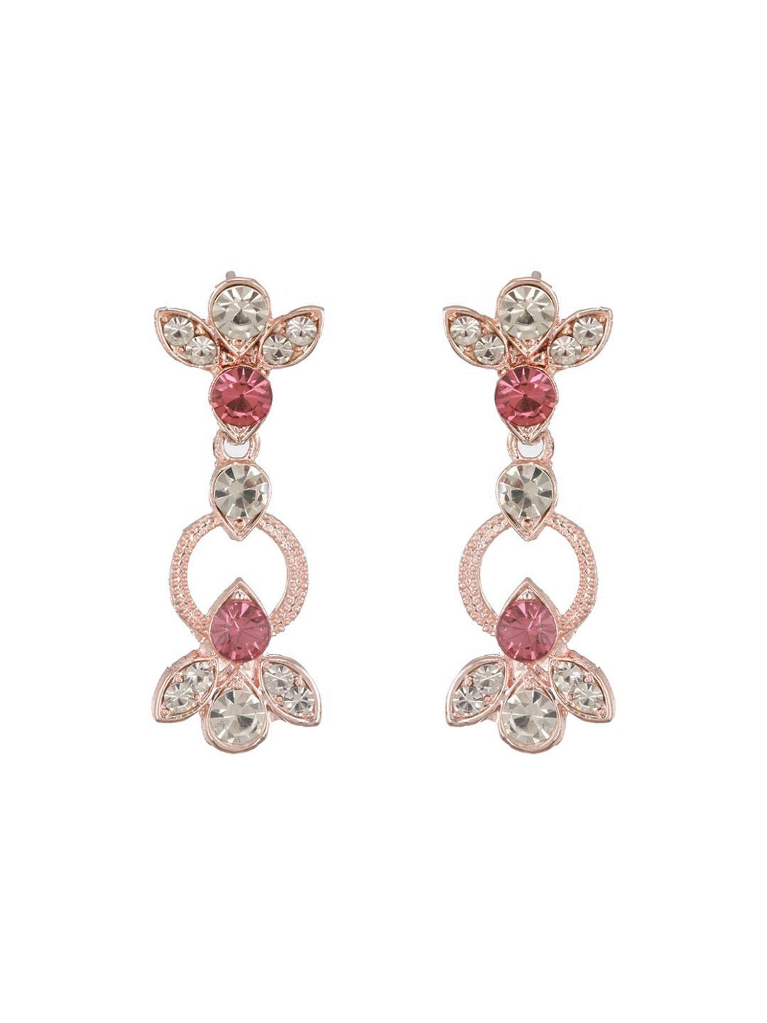 Aatmana Rose Gold-Plated Red & White CZ-Studded Jewellery Set for Women