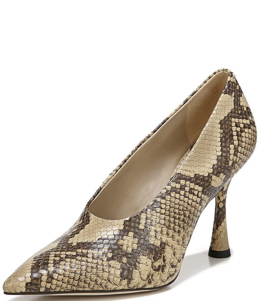 Deltan Tessa Croc-Embossed T-Strap Block Heel Pumps