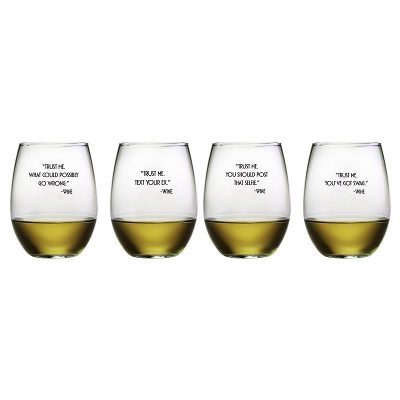 Susquehanna Glass Trust Me 21oz Stemless Wine Glasses - Set of 4