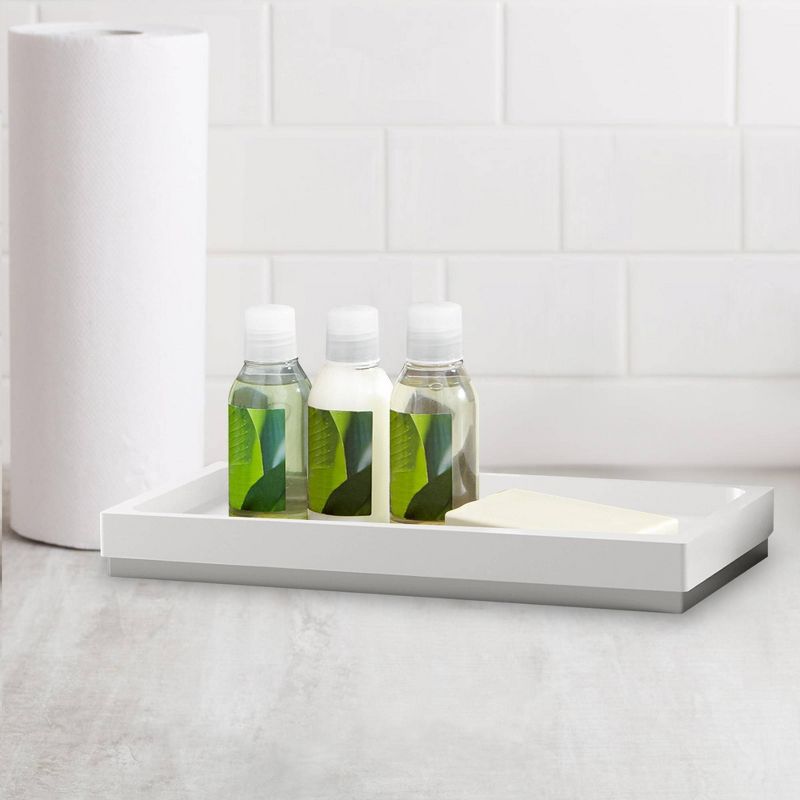 5pc Pure Resin Bath Accessory Set for Vanity Counter Tops White - Nu Steel