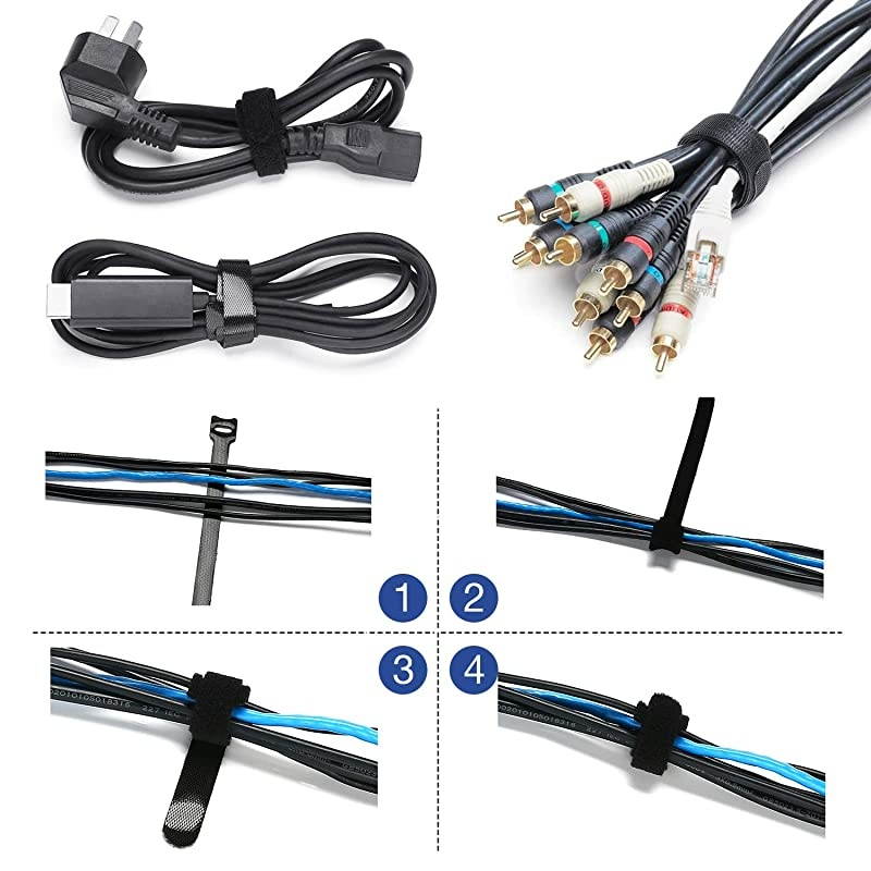 4 Pack Cable Management Sleeve with 10 Pieces Cable Tie 20 inch Cord Organizer System with Zipper for TVComputerHome Entertainment Flexible Cable Sleeve Wrap Cover Black