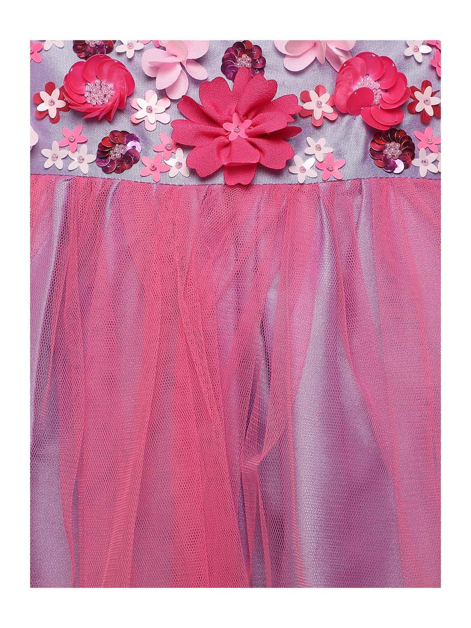 A Little Fable Kids Lavender & Pink Applique Dress