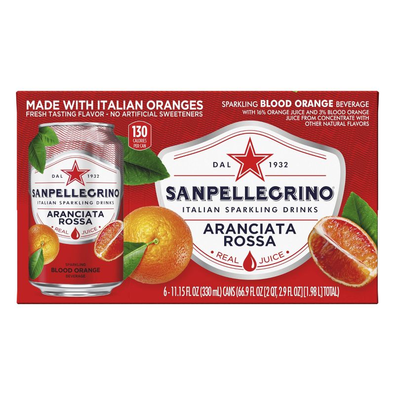 Sanpellegrino Blood Orange/Aranciata Rossa Italian Sparkling Drinks - 6pk/11.15 fl oz Cans