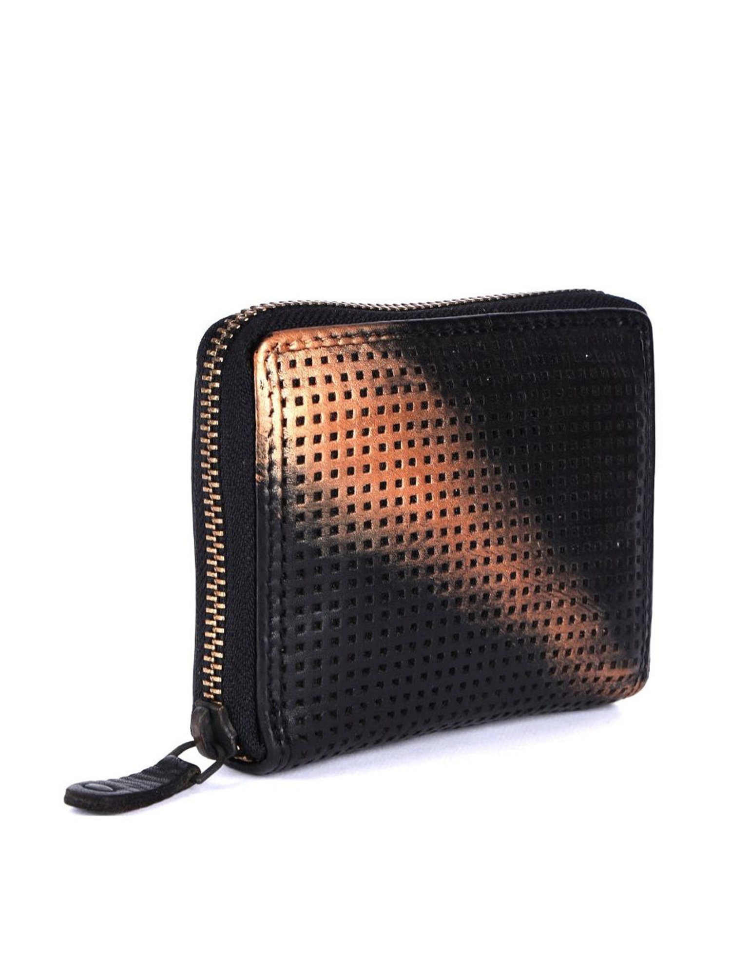 KOMPANERO Aleena Black Leather Textured Zip Around Wallet