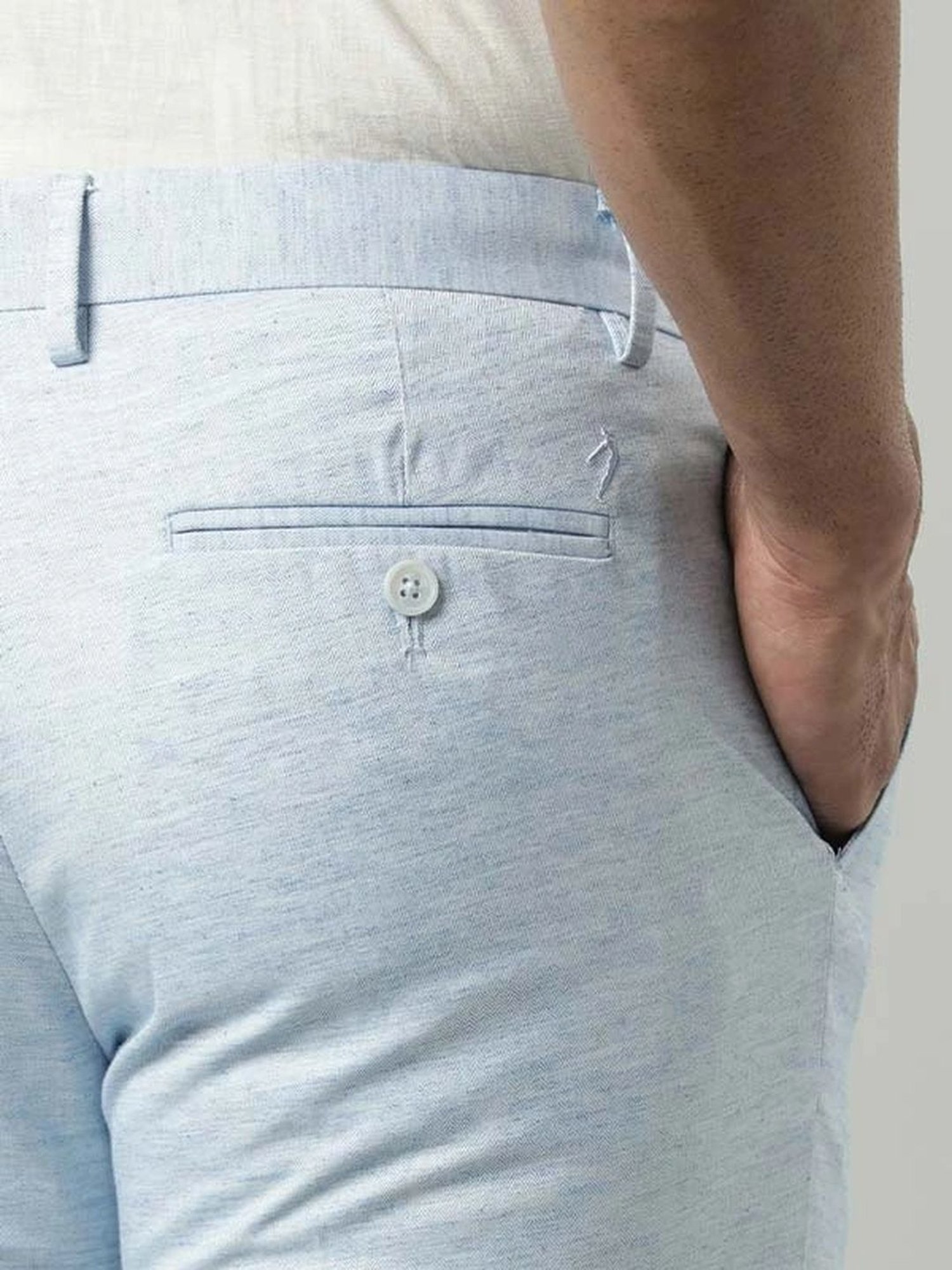 Indian Terrain Sky Tapered Fit Texture Trousers