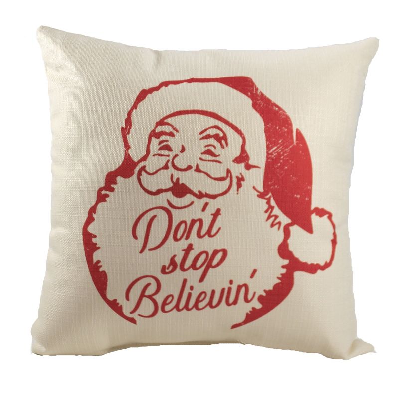 Christmas 16.0" Don't Stop Believin Pillow Santa Face Home Decor  -  Decorative Pillow
