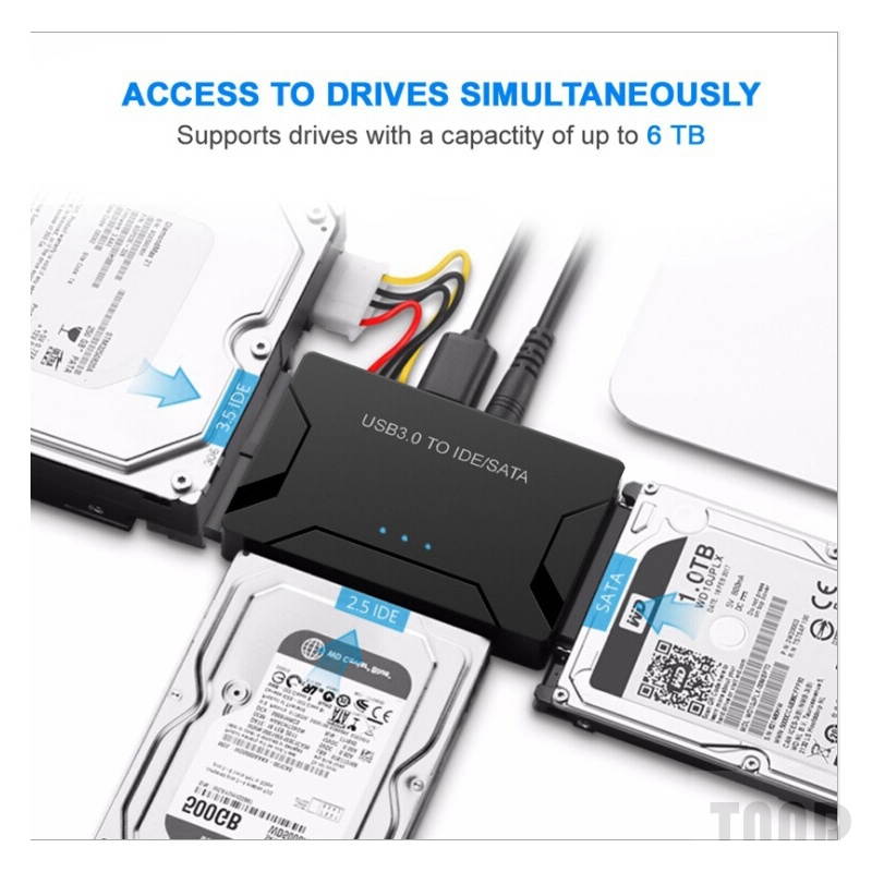 USB 3.0 To IDE SATA Converter External Hard Disk Universal Adapter Data Transfer Converter for 2.5/ 3.5 Inch Optical Drive HDD SSD , with US plug