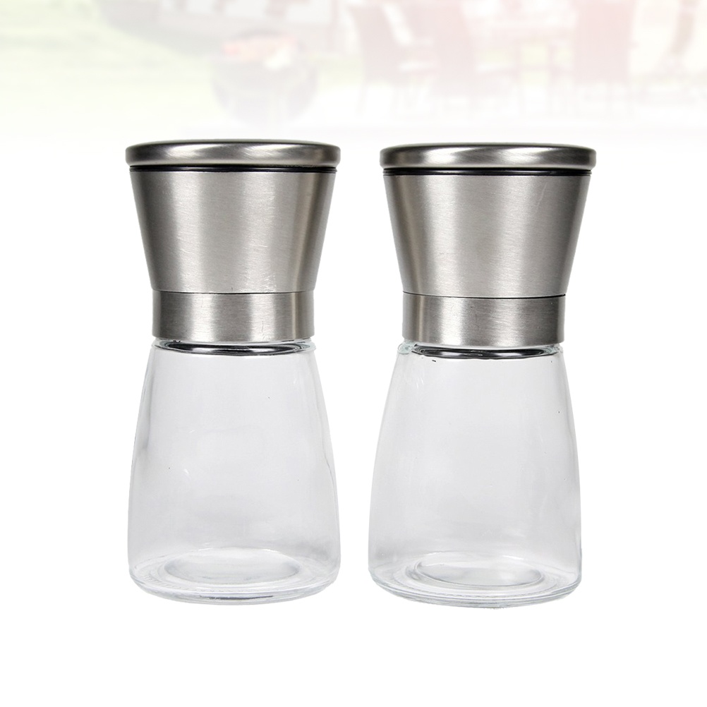2pcs Stainless Steel Pepper Grinder Manual Pepper Cruchser Hand Crank Twist Spice Herb Mill