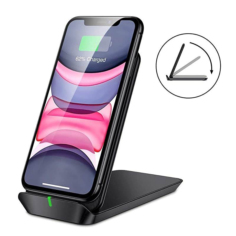 Foldable Wireless Charger, Fast Wireless Charging Stand & Pad, Compatible with iPhone 11/11 Pro Max/SE/XR/XS Max/XS/X, Galaxy S21/S21+/S21 Ultra/S20/S20+/S20 Ultra/Note10, 5W for Pixel 3/4, Black