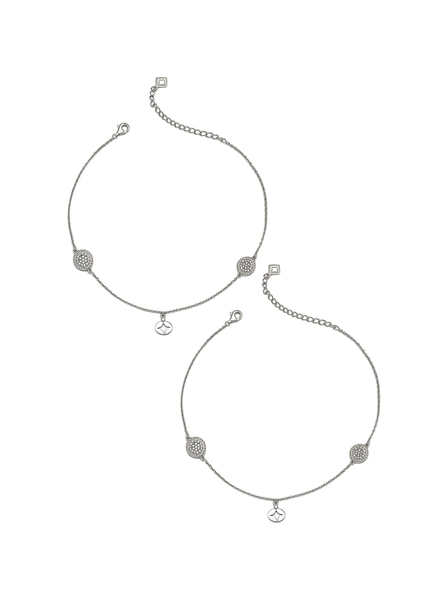Silberry 92.5 Sterling Silver Twinkle Pair of Anklets