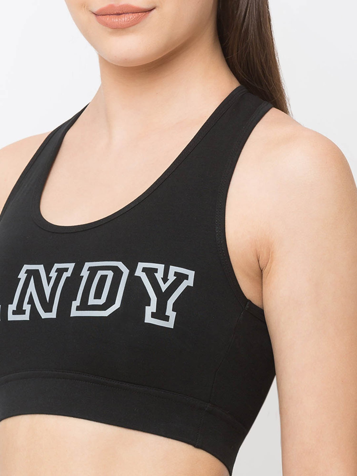Candyskin Black Non Wired Padded Full Coverage Sports Bra
