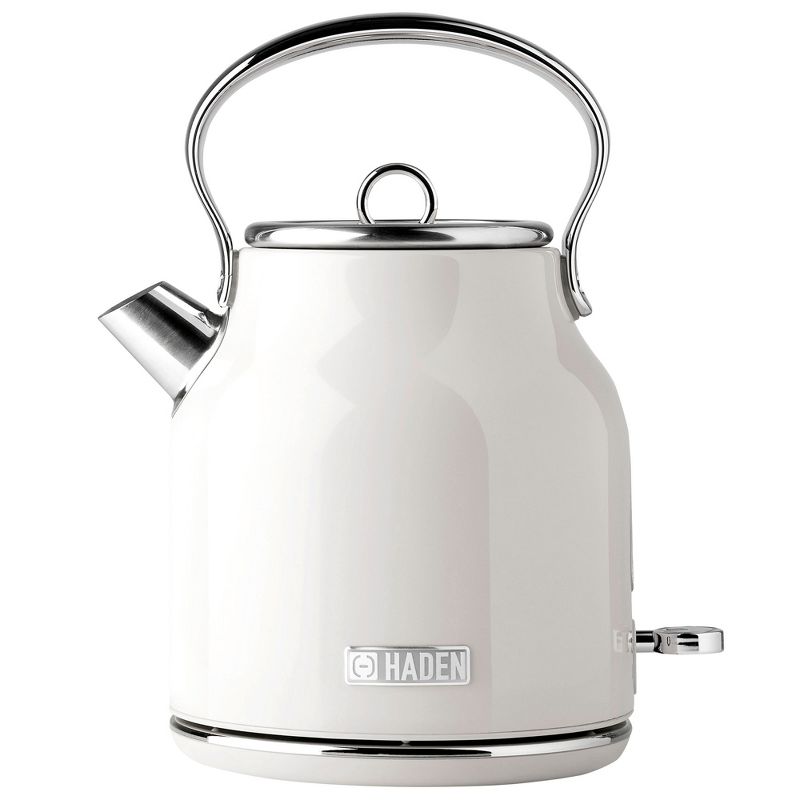 Haden Heritage 75012 1.7 Liter Stainless Steel Body Retro Electric Tea Kettle & Haden Heritage 75013 4 Slice Wide Slot Retro Toaster, Ivory White