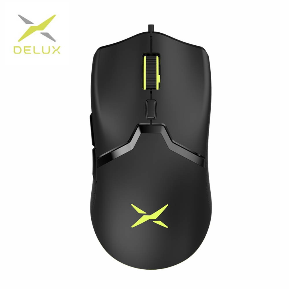 Delux M800 RGB Wired Gaming Mouse 12400-16000 DPI 58g Lightweight Ergonomic 1000Hz Mice with Soft rope Cable For Computer Gamer
